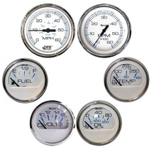 Faria Chesapeake White w/Stainless Steel Bezel Boxed Set of 6 - Speed, Tach, Fue - £276.10 GBP