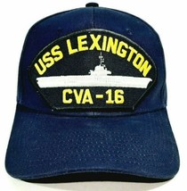 USS LEXINGTON CVA-16 Patch Hat Baseball Cap Adjustable Navy Blue 100% Acrylic - £10.11 GBP
