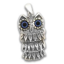 Goddess Athena&#39;s Wise Little Owl  - Sterling Silver Pendant - D  - $30.00