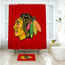 Chicago Hawks 03 Shower Curtain Bath Mat Bathroom Waterproof Decorative - £17.97 GBP+
