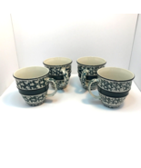 Tienshan Stoneware Coffee Tea Hot Chocolate Mug Set of 4 Green and Cream... - £14.78 GBP