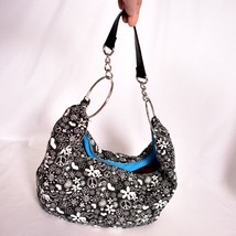 Women&#39;s Fashion HandBag Tote Black &amp; White Floral - £10.20 GBP