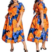 Tabitha Brown Dress Womens 1X Tropical Floral Midi Cottagecore Resortwea... - $29.69