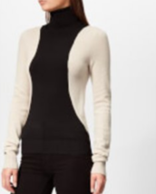 HELMUT LANG Femmes Turtleneck Colorblock HiverC Noir Beige Taille S I09HW720 - £83.98 GBP