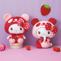 Japan Panda Hello Kitty Strawberry Big Plush (2pc set) - 35cm Valentine&#39;... - $1,716.18 MXN