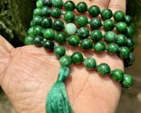 8 mm Rnd 108+1 Beads GREEN JADE Jaap Mala Rosary Japa Mala, Jewelry Ener... - £22.70 GBP