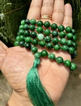 8 mm Rnd 108+1 Beads GREEN JADE Jaap Mala Rosary Japa Mala, Jewelry Energized - £22.34 GBP
