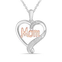 Yaathi 1/5 Carat Moissanite Mom Heart Pendant Necklace in 18k Two Tone G... - $61.37