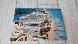 Postcard Ephemera Miami Beach Oceanfront Hotels Indian Creek Waves with ... - $3.95