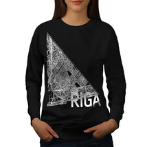 Wellcoda Riga City Map Fashion Womens Sweatshirt, Town Casual Pullover Jumper - £22.77 GBP+