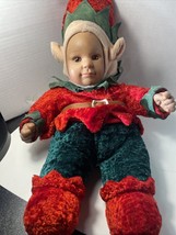 Vintage Kostume Kids Christmas Elf Kid Sugar Loaf Plush Doll 16” Very Good - $9.49