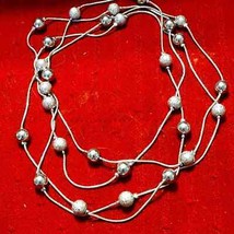 Very Long Vintage silver snake chain with metal beads necklace - €16,49 EUR