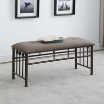 Brown &amp; Dark Bronze Upholstered Bench - $185.99