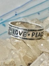 Love Peace ring body mind spirit band size 8 sterling silver women girls... - £35.56 GBP