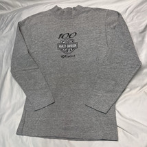 Vintage Harley Davidson 100 Year Anniversary Grey Long Sleeve Tshirt Y2K Size S - £26.13 GBP