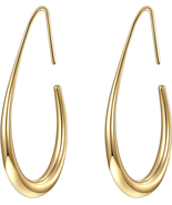 Lightweight Teardrop Hoop Earrings for Women - 14K Gold/White Gold Plate... - $27.36 CAD