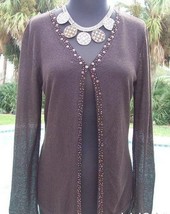 CHICO&#39;S Chicos 0/1 Sequin Jacket Top New Size S/M/L Brown Embellished $8... - £27.67 GBP