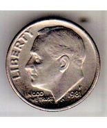 Roosevelt Dime coin (Circulated) 1981 P - £1.79 GBP