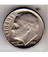 Roosevelt Dime coin (Circulated) 1981 P - $4.78 CAD