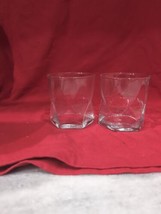 Cera Glassware Geometric Double Old Fashioned Glasses, Set Of 2, Vintage Barware - $19.80