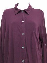 TravelSmith L Purple Aubergine Eggplant Long Shirt Blouse - $27.93