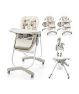 Multifunctional Folding Baby High Chair with Rolling Wheels and Adjustab... - $3,595.84 MXN