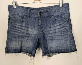 DKNY Jeans Size 10 Cut Off Jean Shorts Dark Blue Wash Frayed (#16) - $12.59