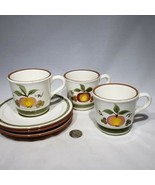 Set of 3 Stangl Pottery Apple Delight Cups and Saucers VTG Hand Painted EUC - £9.58 GBP