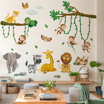 Safari animal wallpaper,Wallpaper girl-boy room,Cute safari decor,Jungle animals - £12.62 GBP