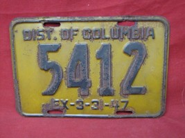 1947 District of Columbia License Plate Washington DC #9 - £23.40 GBP