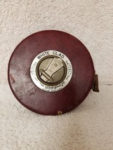 Vintage Lufkin Rule Co White Clad 100&#39; Steel Tape Measure Maroon Burgundy USA - £10.89 GBP
