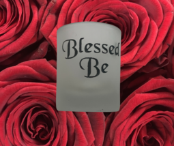 Blessed Be Frosted Glass Votive Candle Holder - Last One - New - £5.46 GBP
