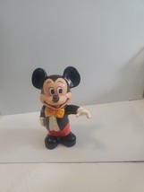 Vintage Mickey Mouse Walt Disney Coin Piggy Bank Plastic w/ Stopper 6.5&quot; Korea - £18.95 GBP