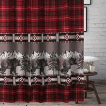 Retro Burgundy Bear Bath Curtain - $1,324.55 MXN