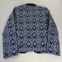 QMack Womens Blazer Jacket White & Blue Floral Collared Two Button Coat - Size 6 image 2