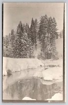 RPPC Beautiful Winter Scene Snow Covered Trees Flowing Stream Photo Postcard C40 - £7.80 GBP