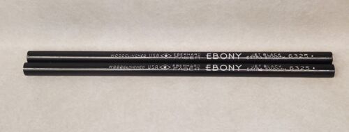 VTG Lot of 2 Eberhard Faber EBONY Jet Black Smooth 6325 Woodclinched Pencils - $24.55