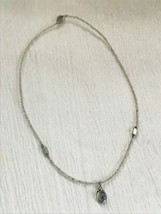 Estate Dainty Tiny White Bead w Small Oval Labradorite Stone in 925 Marked - £19.10 GBP