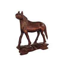 Vintage Chinese Wood Carved Horse Miniature Figurine Folk Art - £14.37 GBP
