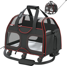 Luxury Rider PRO Pet Carrier with Removable Wheels and Telescopic Handle - Black - £102.50 GBP
