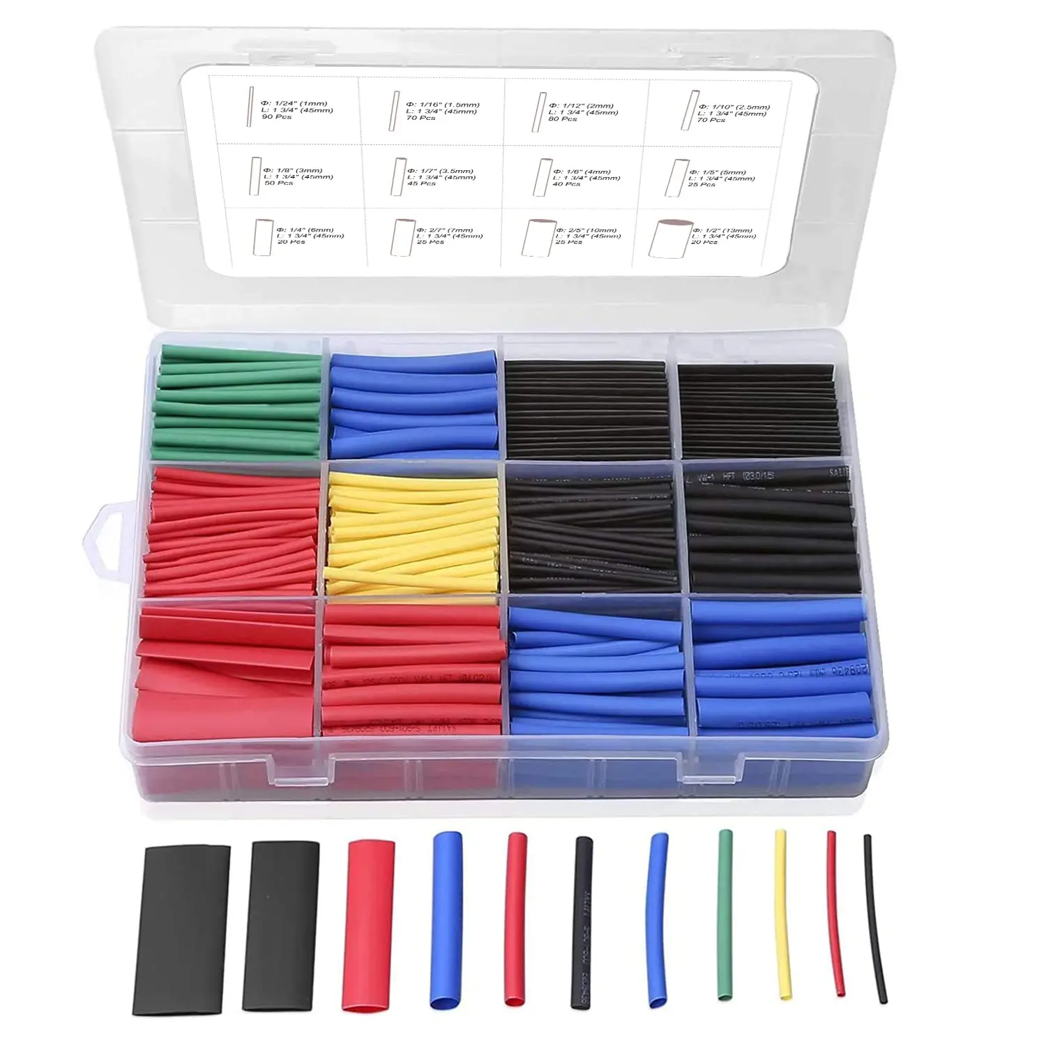 House Home 164-800pcs Heat Shrink Tubing Thermoresistant Tube Heat Shrink Wrappi - £19.77 GBP