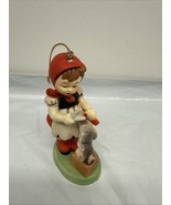 Vintage Hummel Style Christmas Tree Ornament Dog And Girl Figurine - $179.90 MXN