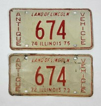 1972 &#39;73 &#39;74 &#39;75 Illinois Antique Vehicle License Plate Matching Set 674 - £29.02 GBP