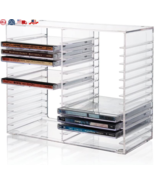 Stackable Clear Plastic CD Organizer with Rubber Feet - Holds 30 Cases - £25.62 GBP