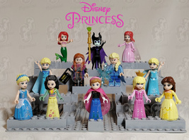 Disney Princess Custom minifigure Set of 12 Frozen Elsa Anna Mulan Cinderella - £19.63 GBP