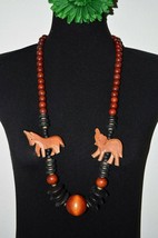  Vintage Oversized Wood Bead Statement Necklace Tribal Eco Folk Chunky J... - $18.95