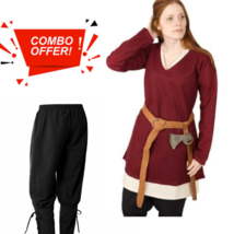 Medieval Tunica Celtic with Full Sleeves Renaissance Shirt with Legging - £106.54 GBP+