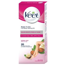 Veet Ready To Use Full Body Waxing Kit Normal Skin 20Wax Strips,Buy 2 Ge... - $14.99