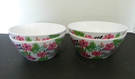 Melamine Cereal Dessert Salad Bowls Four Hummingbird Hawaiian Hibiscus D... - $16.71