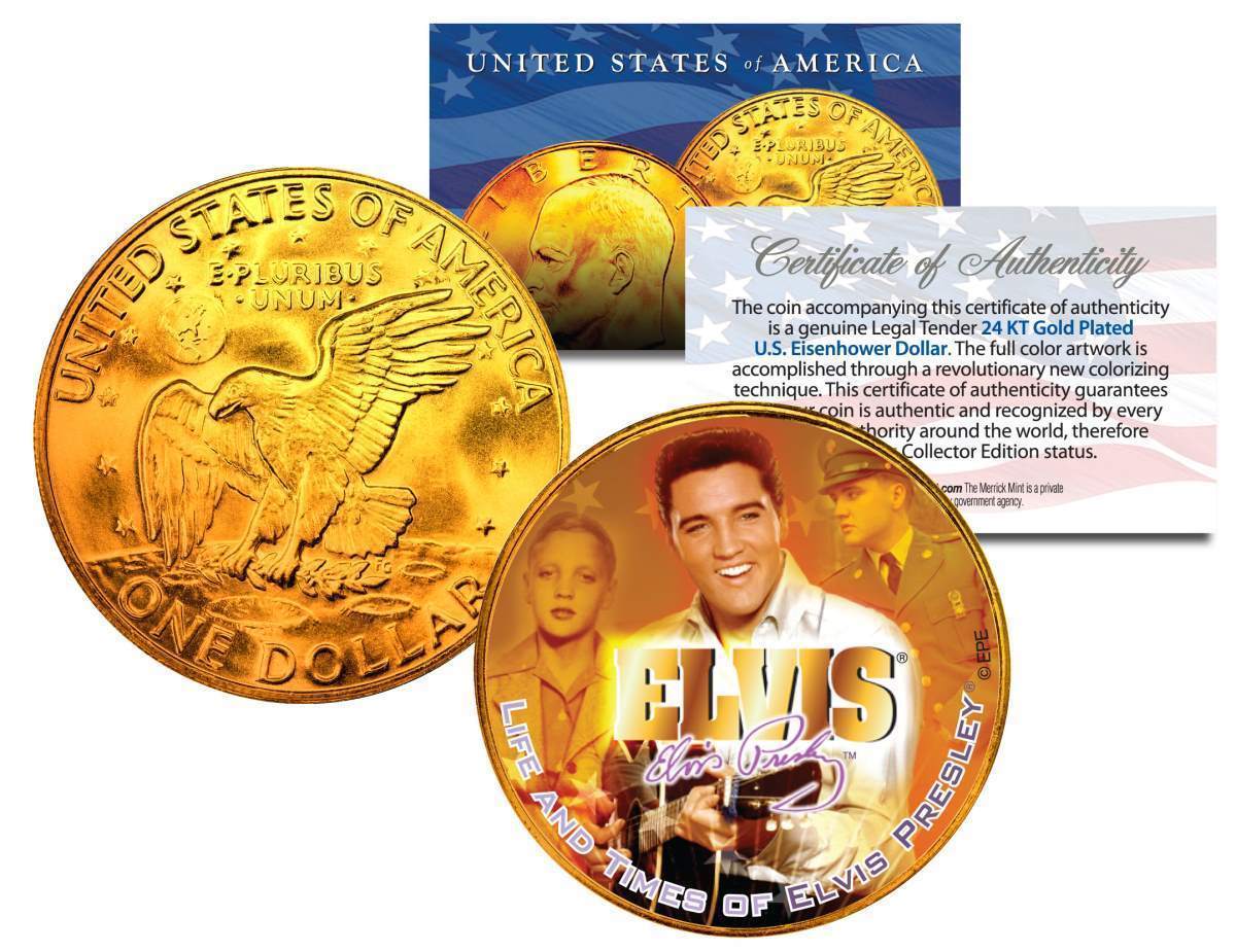1977 ELVIS PRESLEY 24K Gold Plated Eisenhower IKE Dollar *Officially Licensed* - $9.46